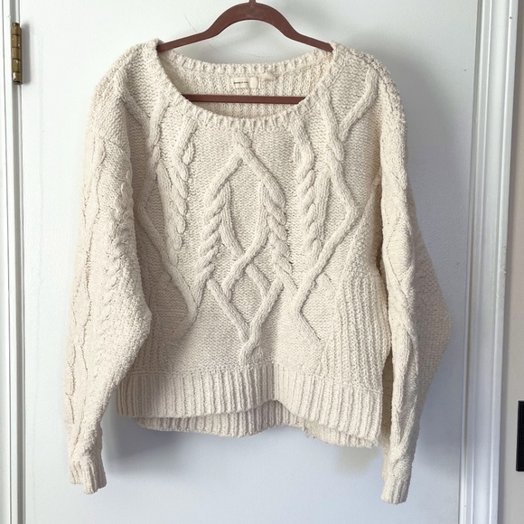Anthropologie Sweaters - Anthro Sleeping in Snow Adaia Chenille Cable Knit Sweater L